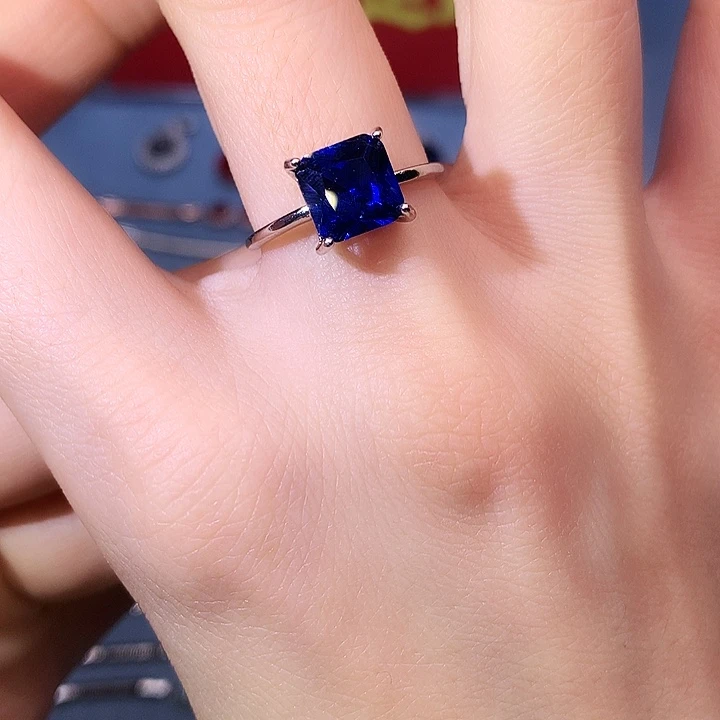 蓝宝石戒指银S925镶嵌