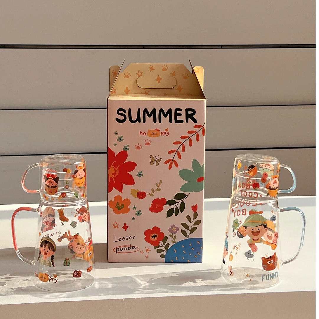 冷水壶凉水壶杯夏大容量可爱女孩捣蛋男孩家用玻璃一人饮套装
