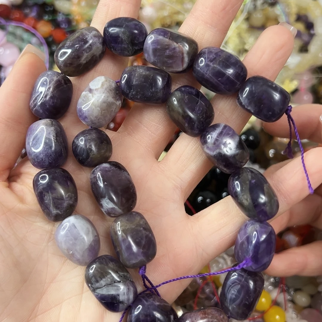 玛瑙/玉髓未镶嵌珠宝半成品，卡12x17紫水晶块一条