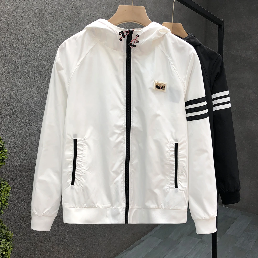 高级感连帽夹克外套男士早秋新款薄款潮流时尚百搭休闲运动上衣