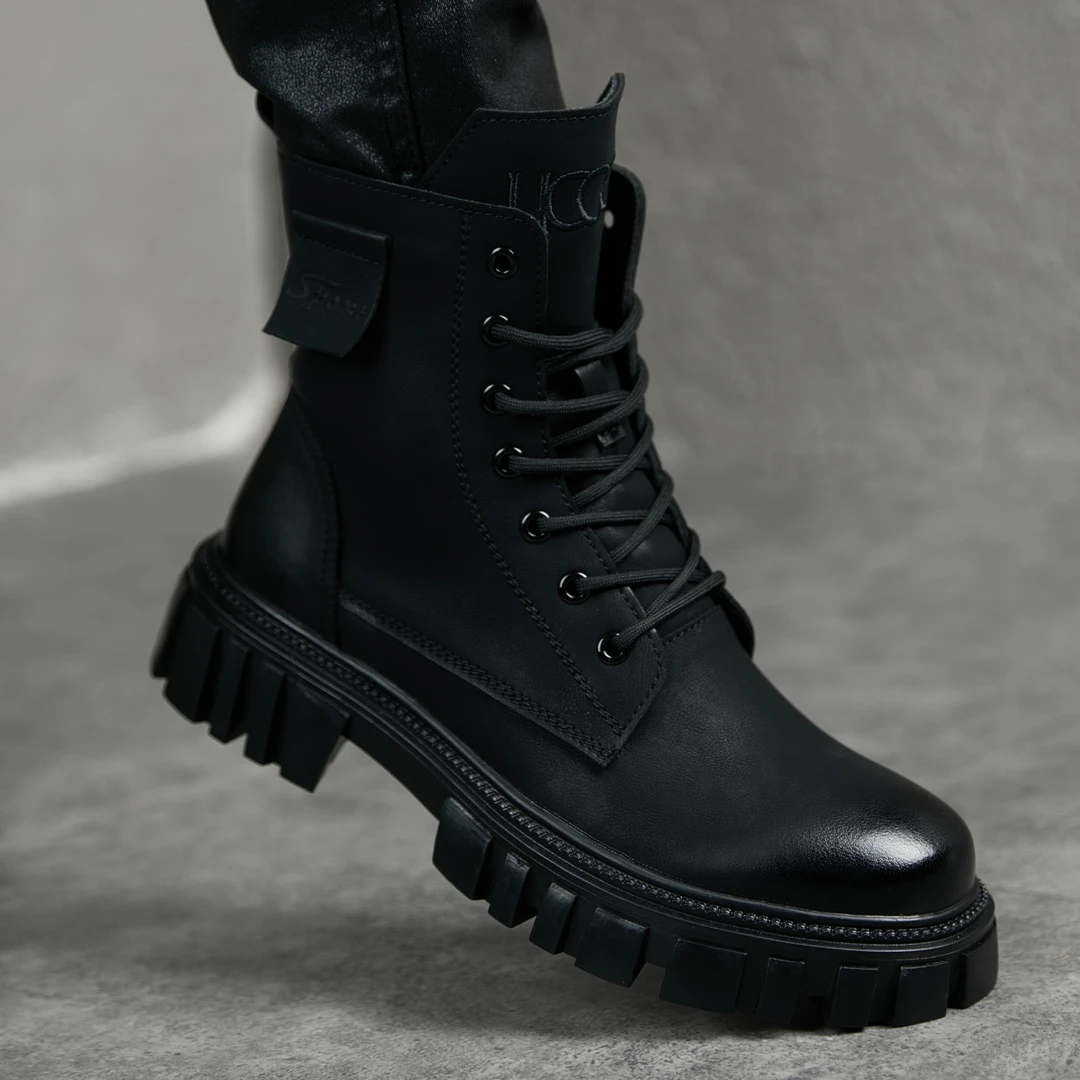 卡汐沐『精选』力荐！男鞋新款潮流时尚工装皮靴厚底防滑中帮马丁靴