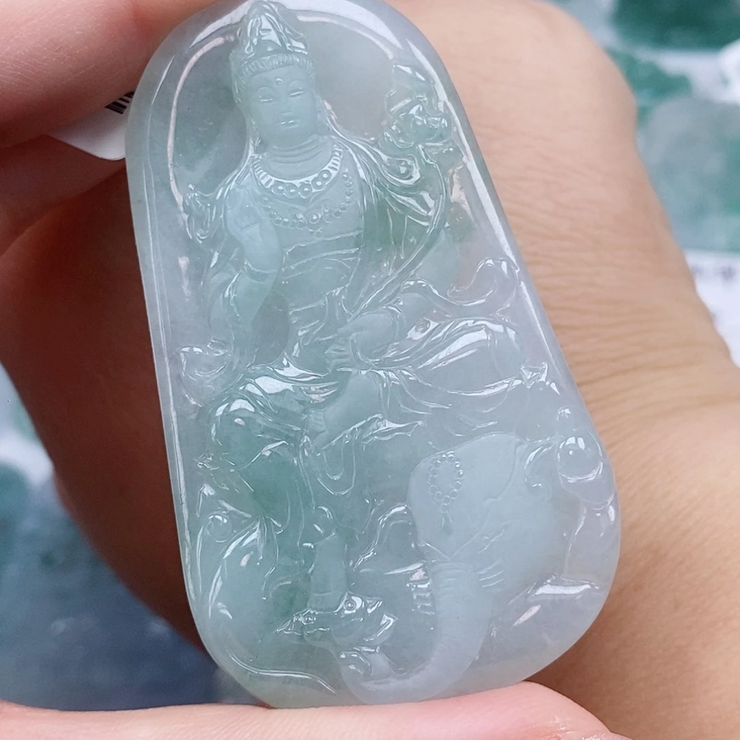 祁***杰颈饰未镶嵌翡翠天然缅甸A货翡翠普贤