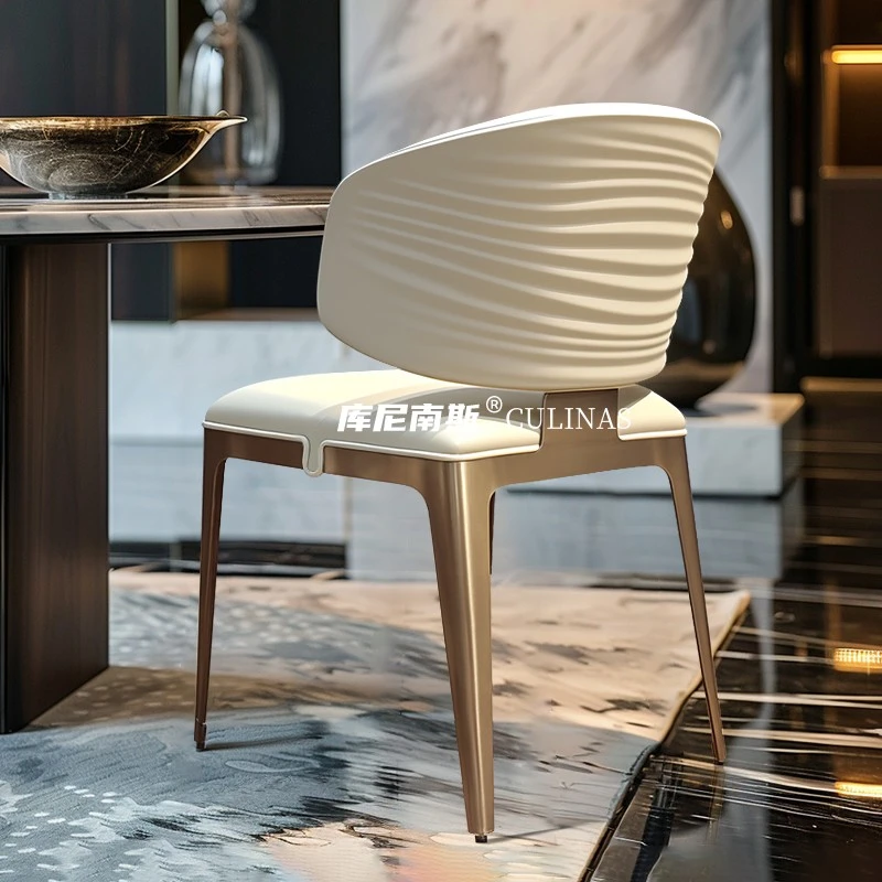 意式轻奢餐椅高定波纹餐椅家用奢石餐椅极简波浪椅高档岛台餐椅子