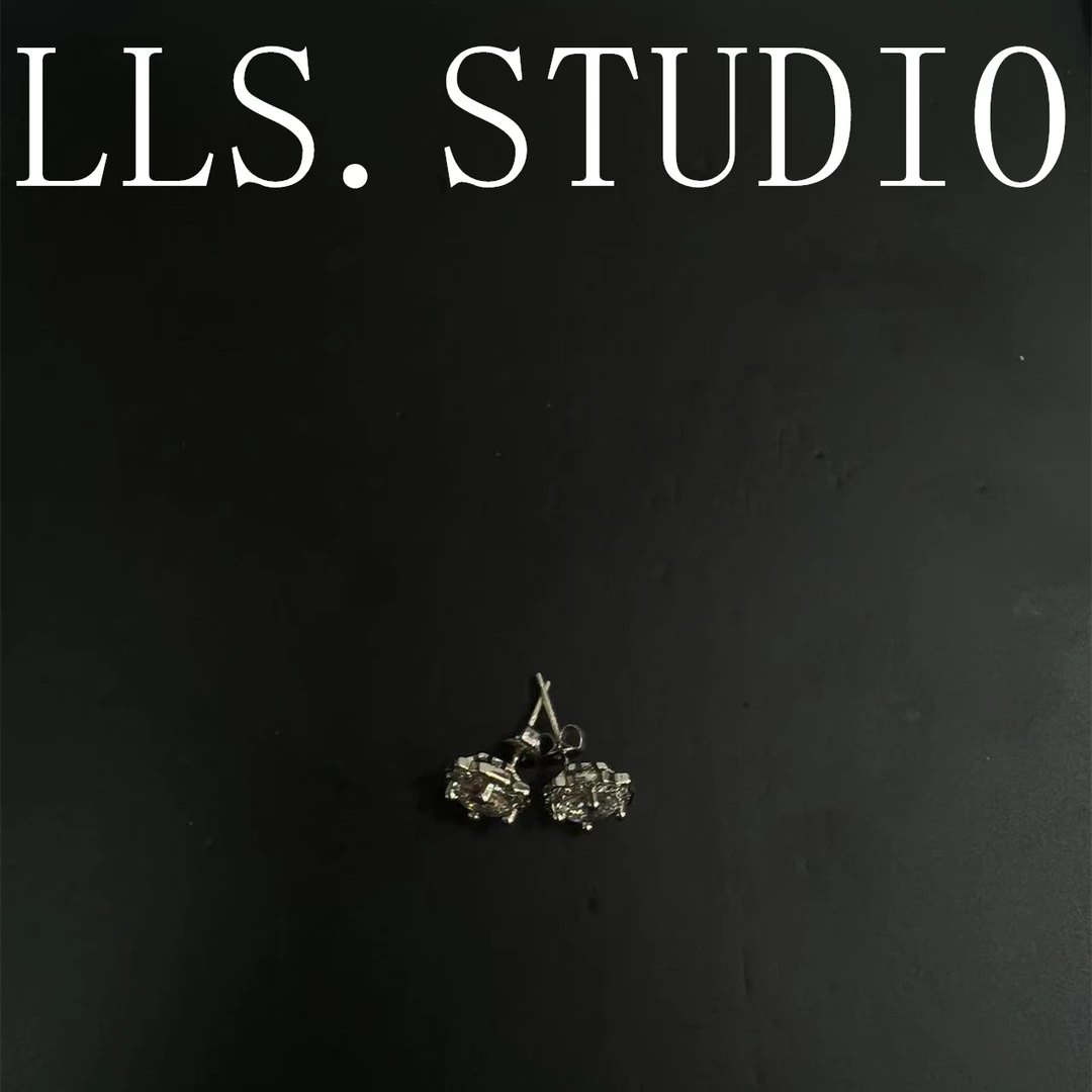 s925银针锆石耳饰 银色极简风轻奢风复古欧美风  7215