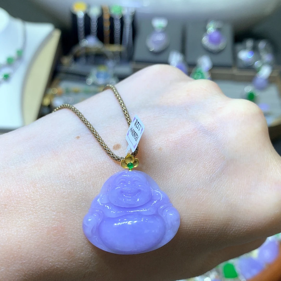 【闪购商品】翡翠颈饰18K金镶嵌翡翠吊坠项链