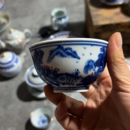 碗等***你手绘山水主人杯一个