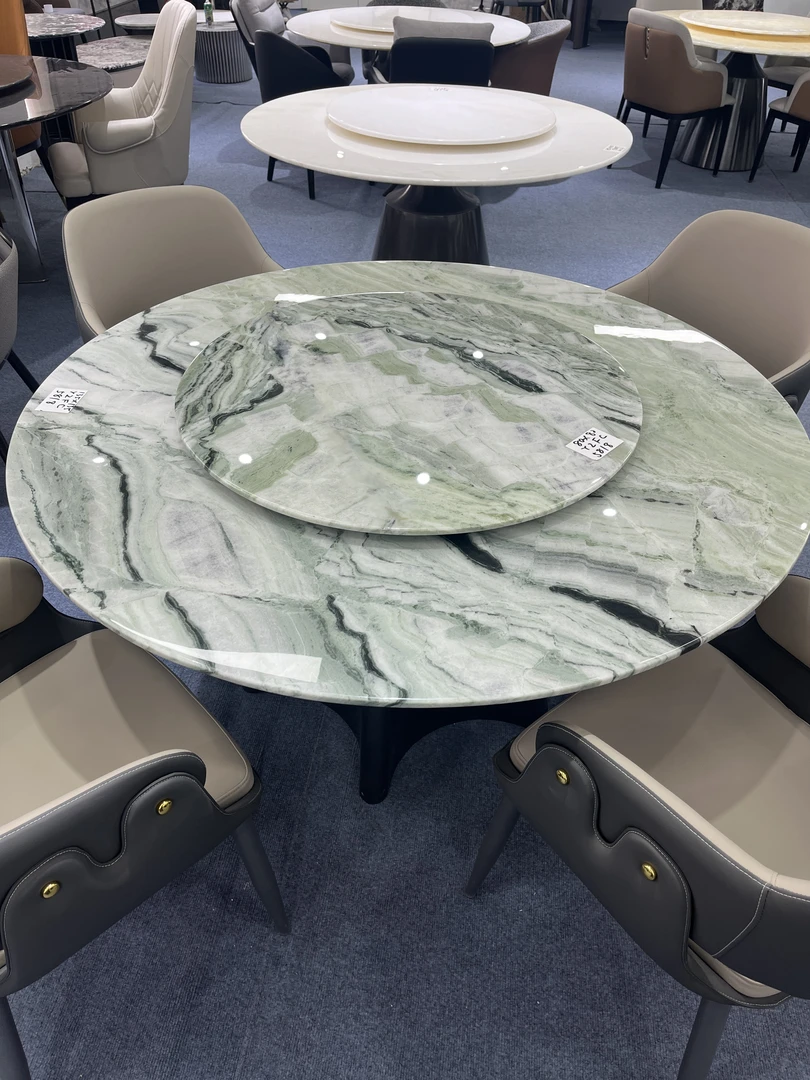 【云中翡翠】天然奢石轻奢现代简约奢石别墅大平层长方形餐桌圆桌