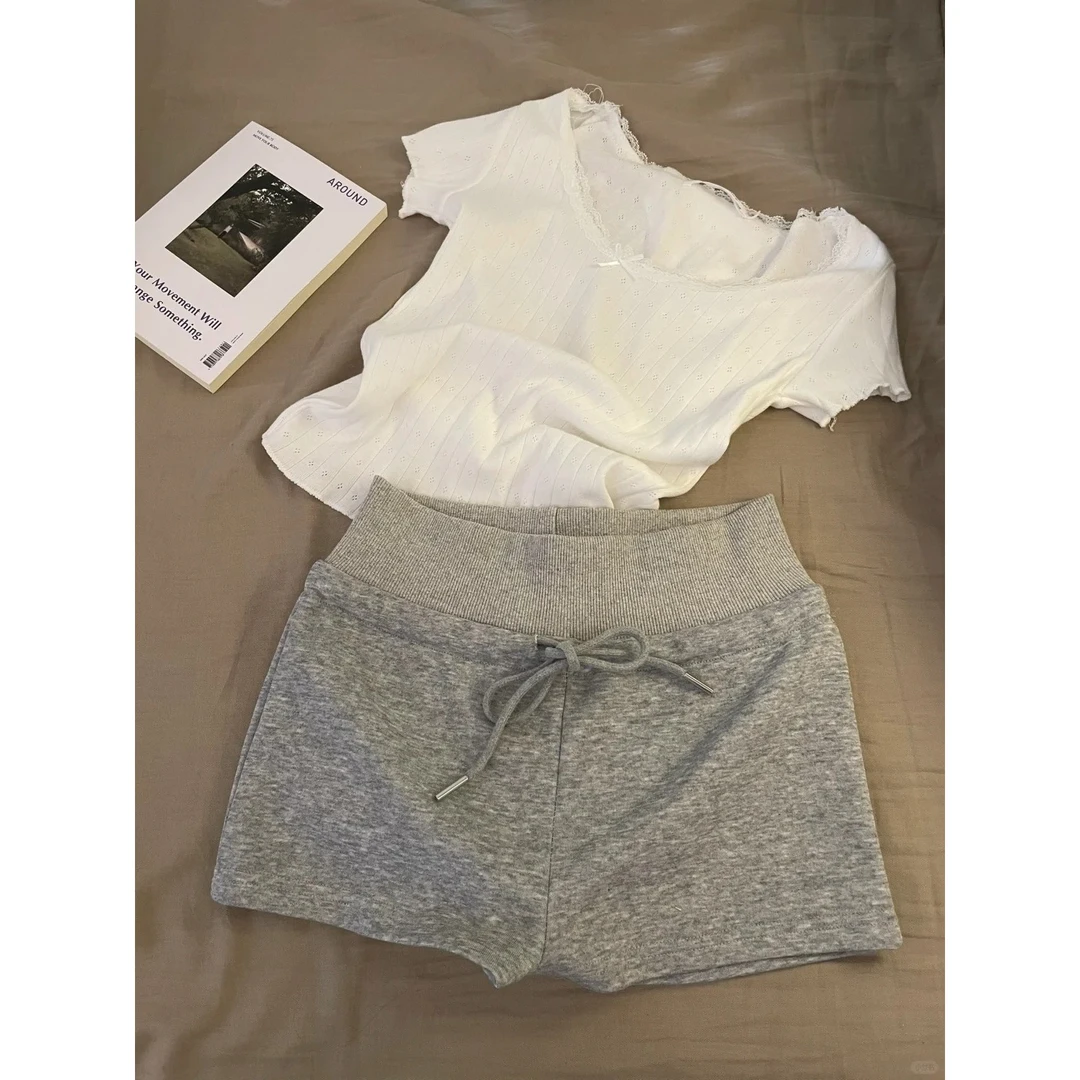 【极简舒适】纯欲风纯色显瘦短袖睡衣女2025夏季短裤套装休闲家居服