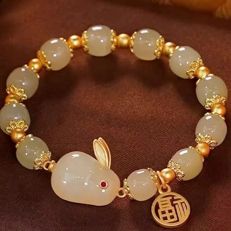 合金手链 玉兔手链幸运手链国风手链新中式手链百搭手链气质手链