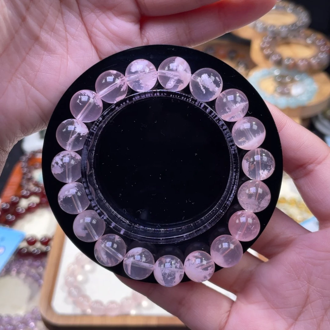 水晶手串未镶嵌粉雪花幽灵