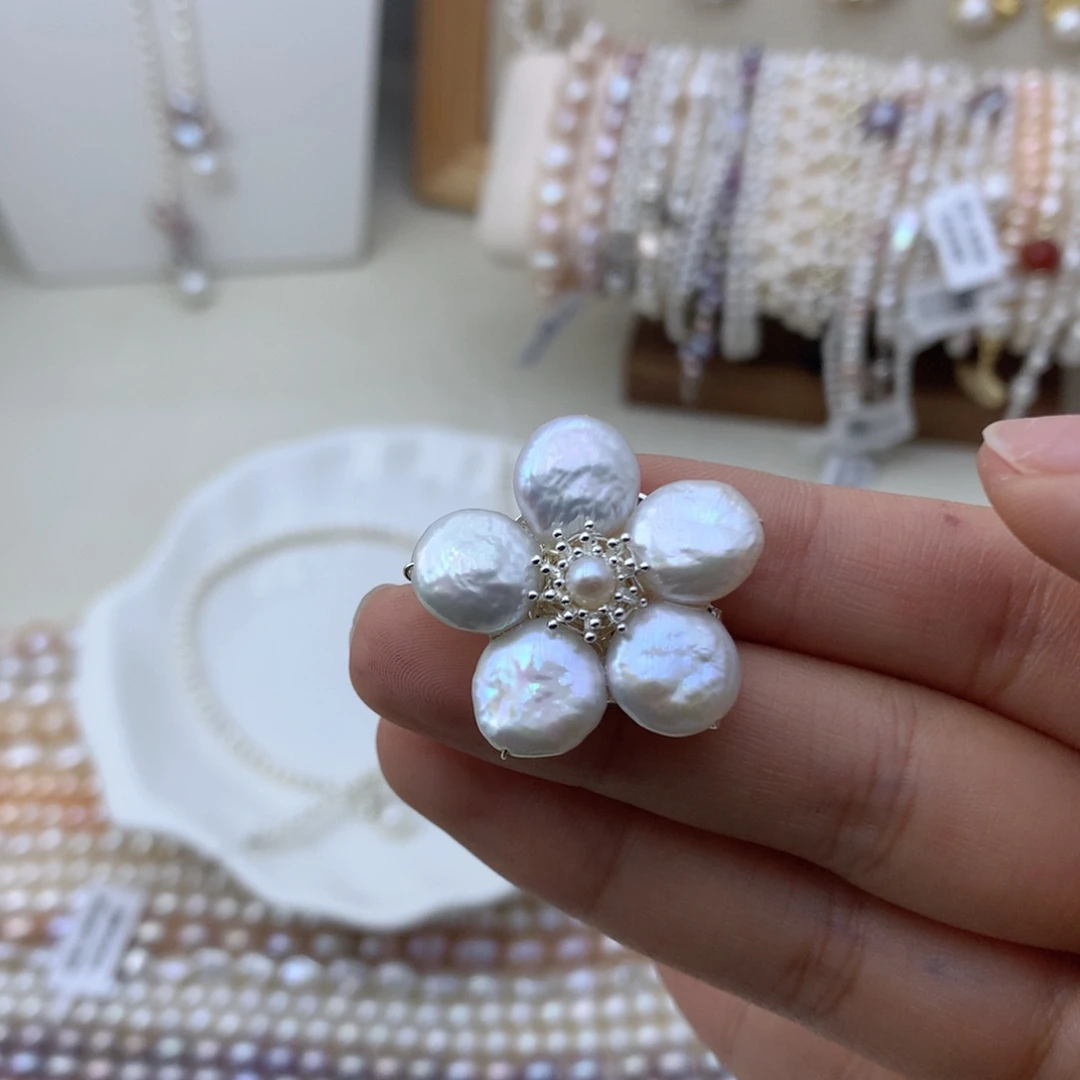 静****淡水珍珠胸针合金