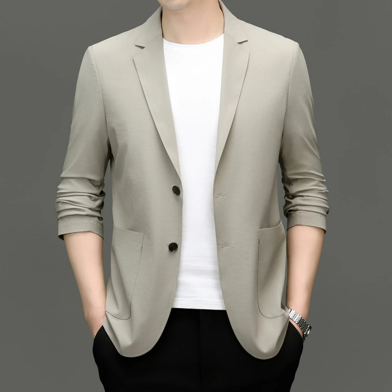 XIHU/喜虎【原纱薄款单西】男士轻奢抗皱高档免烫冰丝防晒西装外套