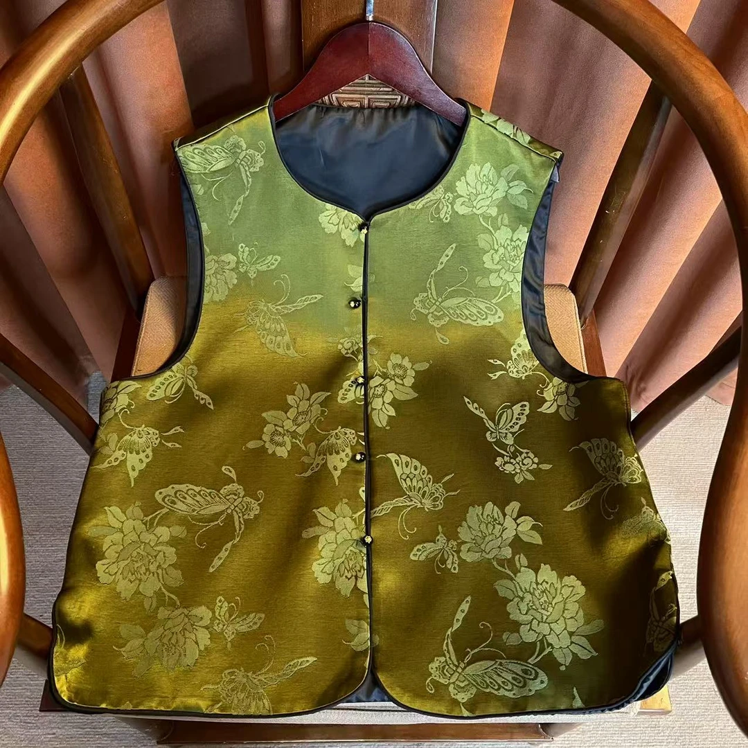 【语蝶】马夹常规款网红双层常规提花焦糖马甲大花马甲中式时尚高端