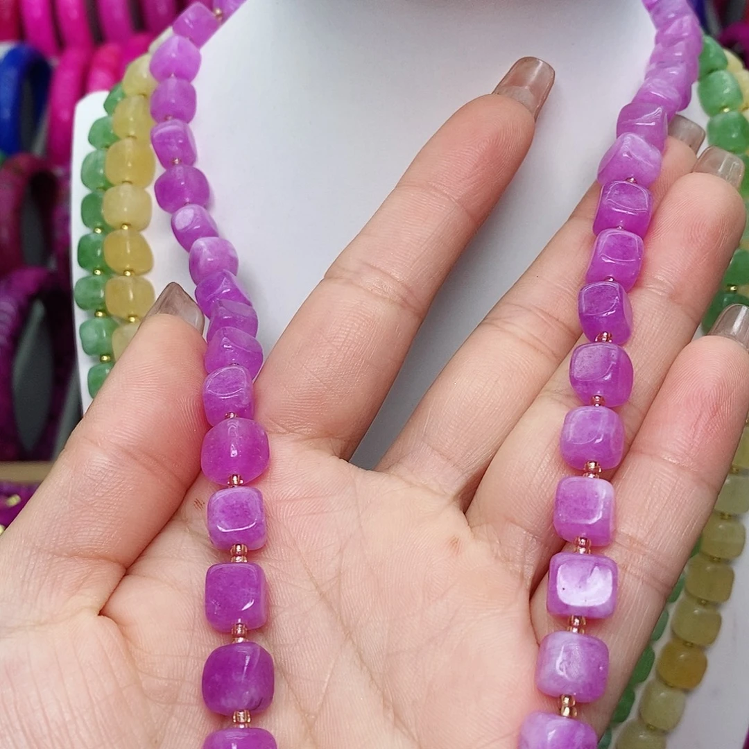 洁***n珐琅非金属方紫色项链