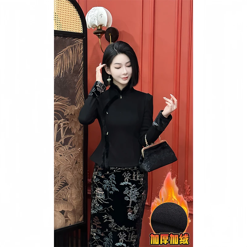 格娜【滕王阁序】冬季品质国风典雅气质新中式两件套显瘦裙子套装