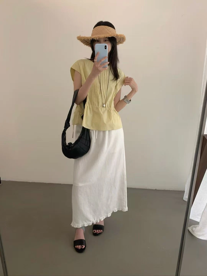 lovely@s9812 韩系简约抽绳收腰显瘦气质小衫 5-25