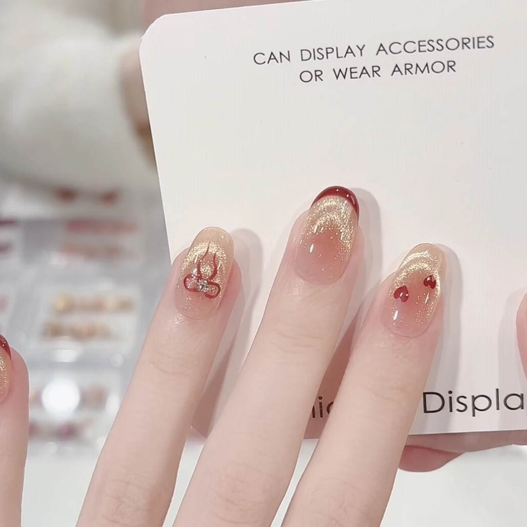 【甜心法式】法式猫眼款穿戴甲 定制美甲贴片10片