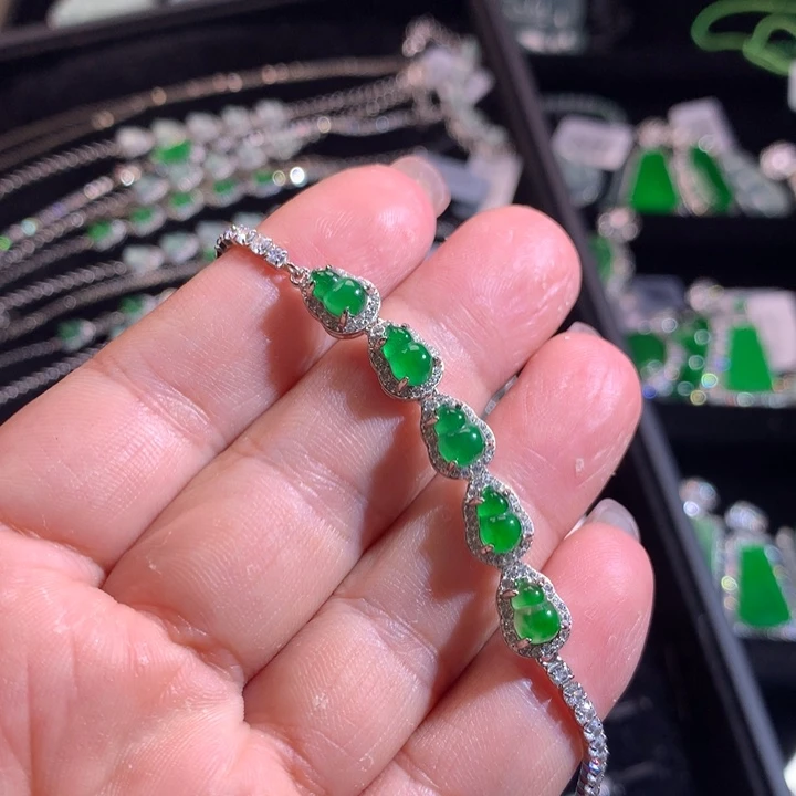 【闪购商品】银S925镶嵌手链翡翠天然翡翠