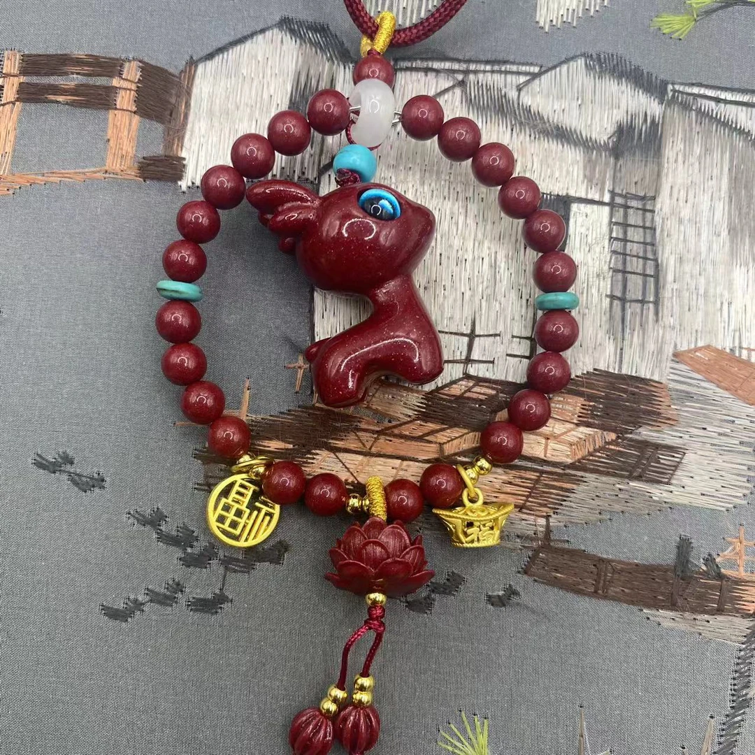 含辰砂工艺品【朱砂工厂】紫金砂一路平安爆款一路有你小鹿车挂送礼