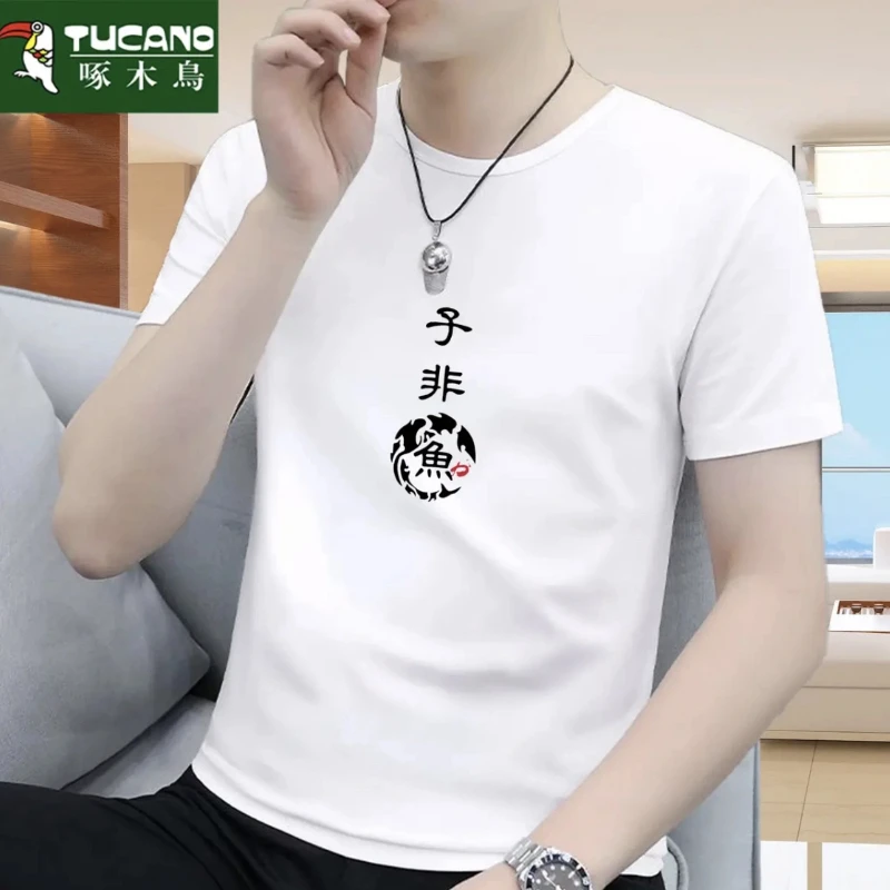 啄木鸟男士纯棉短袖t恤潮牌内搭夏季新款宽松体恤半袖上衣打底衫t