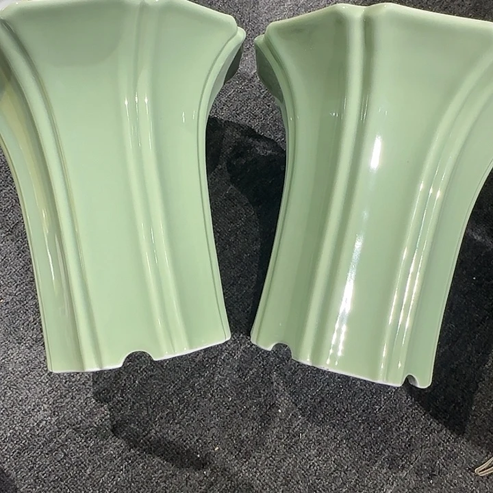 极***飙其他绿釉刮菱陶瓷一对