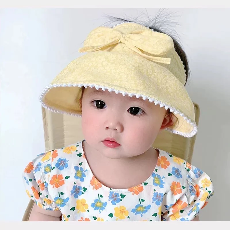 【小布丁】婴儿帽子夏季遮阳空顶帽宝宝超萌透气防晒女童沙滩太阳帽