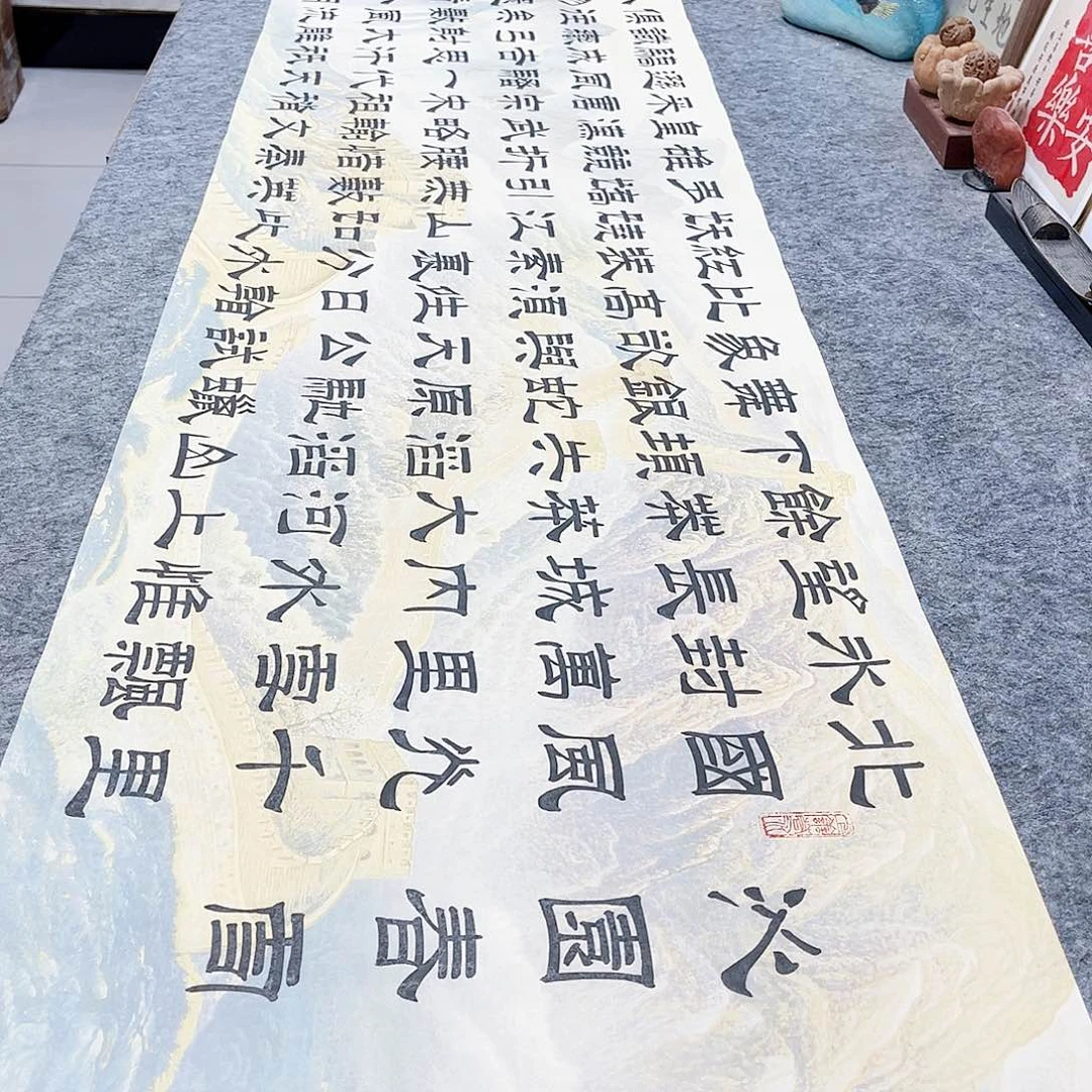 书法沁园春雪隶书全文手写隶书万里长城画芯