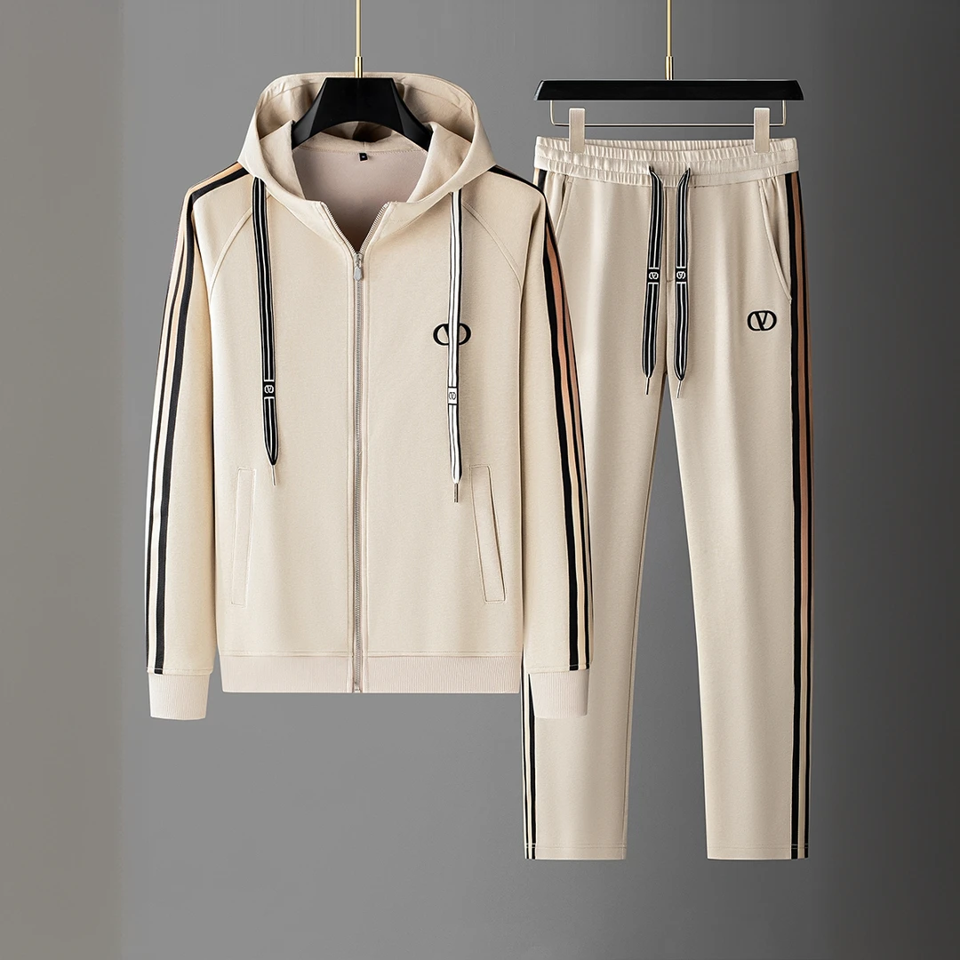 HAESONMENEAT哈逊梅奈秋季开衫两件套撞色织带男卫衣休闲运动套装