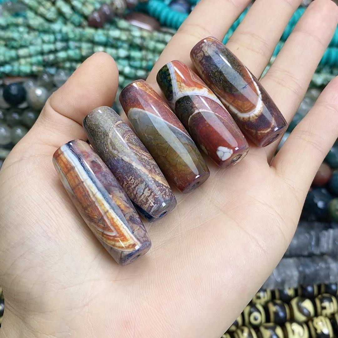 玛瑙/玉髓未镶嵌珠宝半成品玛瑙桶珠随机一颗装