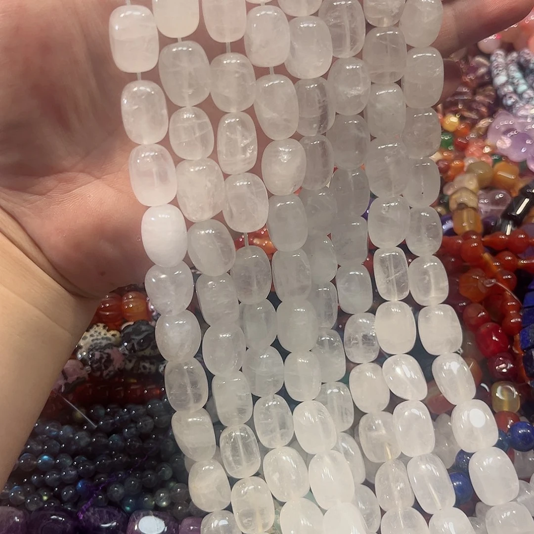 玛瑙/玉髓合金珠宝半成品白水晶13x17mm一条