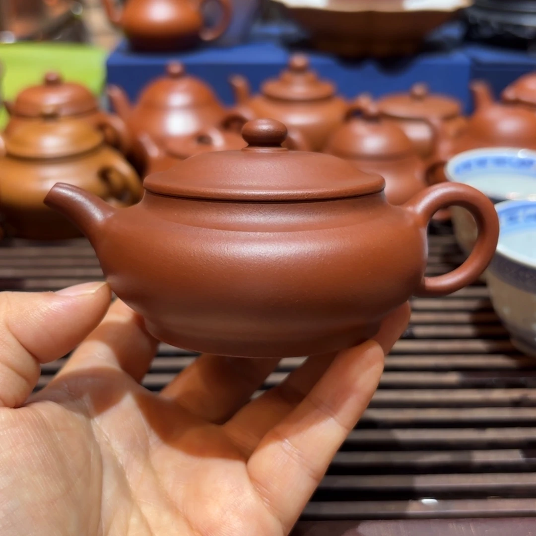 茶壶紫砂紫砂壶九十年代红泥矮潘薄胎100cc