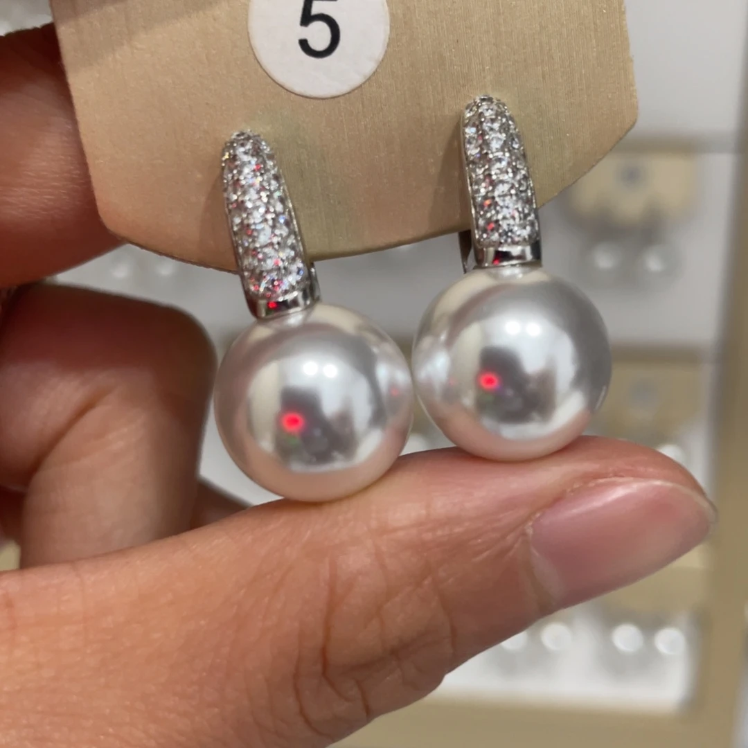 银S925镶嵌耳饰淡水珍珠