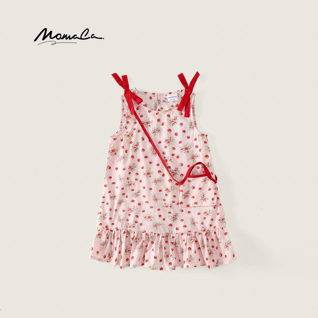 MOMOCO夏季女童时尚清凉可爱樱桃印花儿童连衣裙77630470082