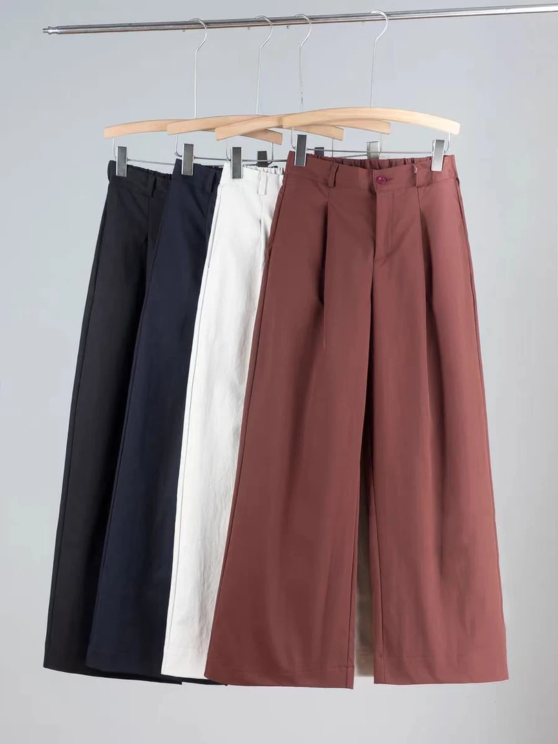 （运费补贴）高腰安哥拉红阔腿裤女韩系直筒休闲宽松复古垂感裤子