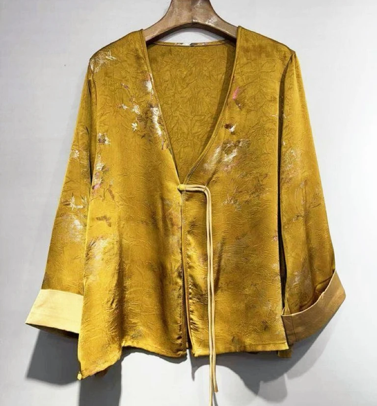 金竹高升-新中式国风外套女2025秋季新款烫金气质上衣