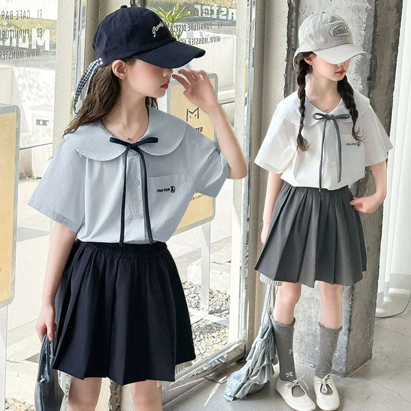 女童jk裙子套装夏季2026新款女孩夏装学院风制服短裙儿童百褶裙女