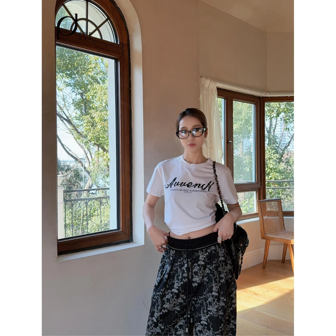 AVVENN2025春修身印花字母短袖T恤女490dopdop买手店