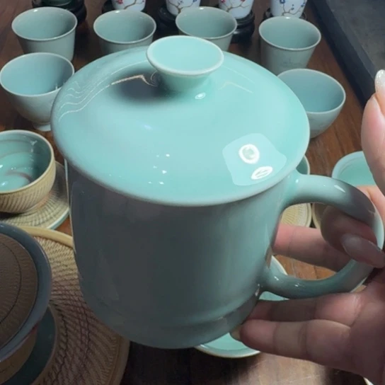 摆件龙泉青瓷粉青办公杯