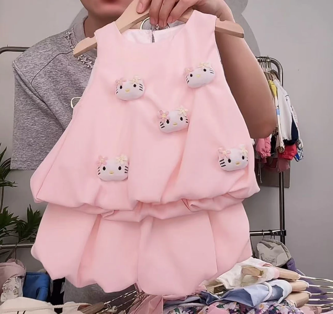 女夏季卡通风公主韩版百搭套装学生时尚童装幼儿洋气