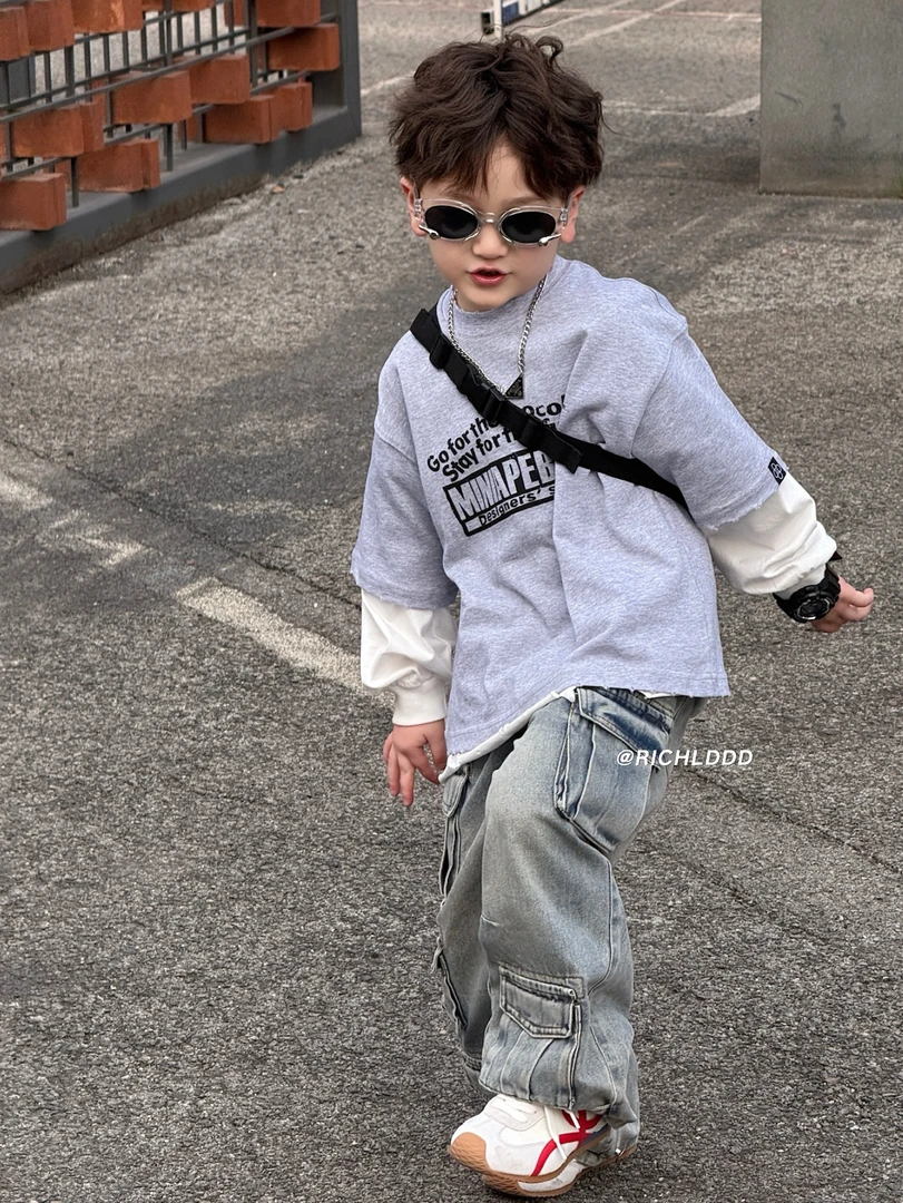 卤蛋童装【free时髦T】两色重磅短袖男女童8193