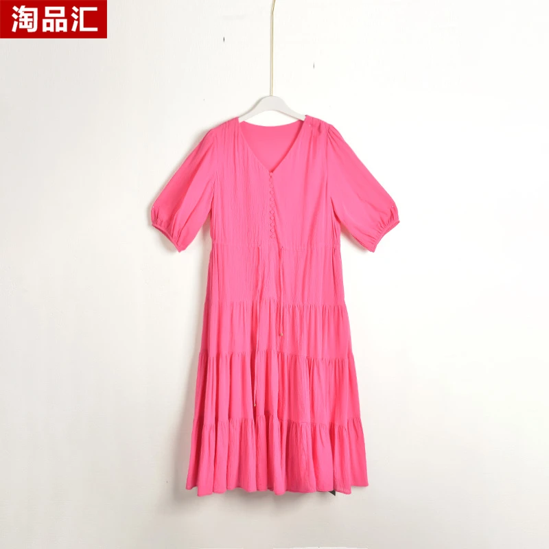 GPE1【专柜捡漏】中高端时尚女装DQB-连衣裙9147-树莓冰沙