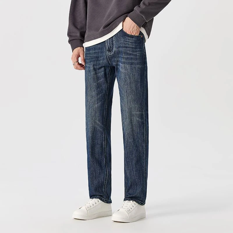 美式直筒牛仔裤复古裤子男士韩版休闲宽松潮流耐磨秋冬季1187
