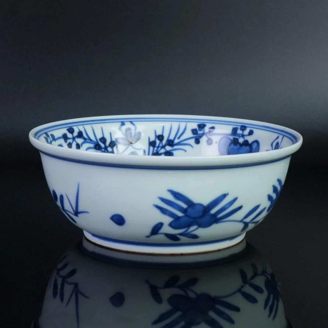 lot14366 4248 明万历 青花花卉纹碗 D:13.6 h:5.5
