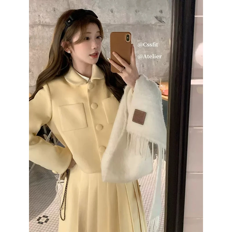 秋冬短款加厚轻奢小香风外套套装两件套386-2409