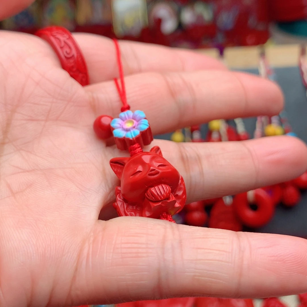 天然辰砂工艺品朱砂手机坠