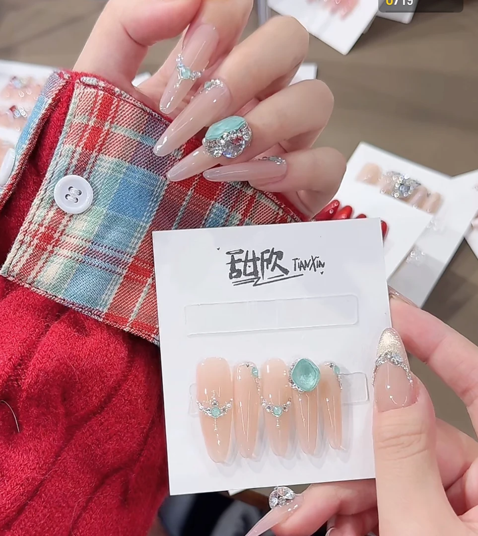 <茉莉公主> 甜欣纯手工光疗穿戴甲 全华款纯手工可拆卸穿戴甲