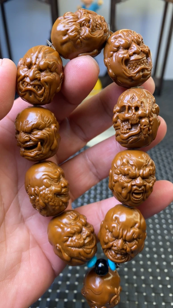 2.2山鬼向死而生善恶版雕刻手串黄金树黄金核不是橄榄核雕刻手串