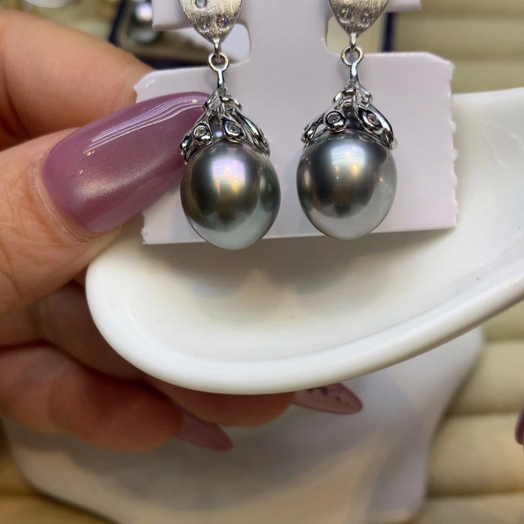 银S925镶嵌耳饰海水珍珠