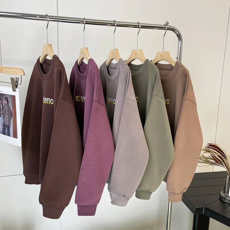 【断码】男女同款秋季卫衣宽松百搭上衣韩版纯色圆领长袖