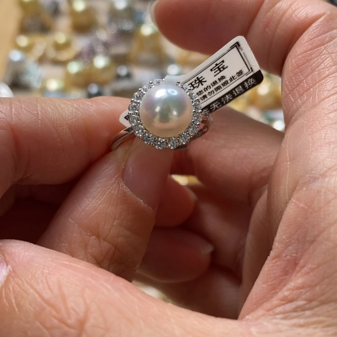 海水珍珠戒指银S925镶嵌